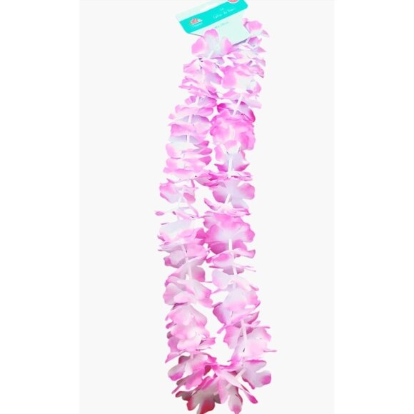 Hawaiian Fabric Flower Lei Pink Tropical Luau Pool Party Tropical Tiki - Picture 1 of 3